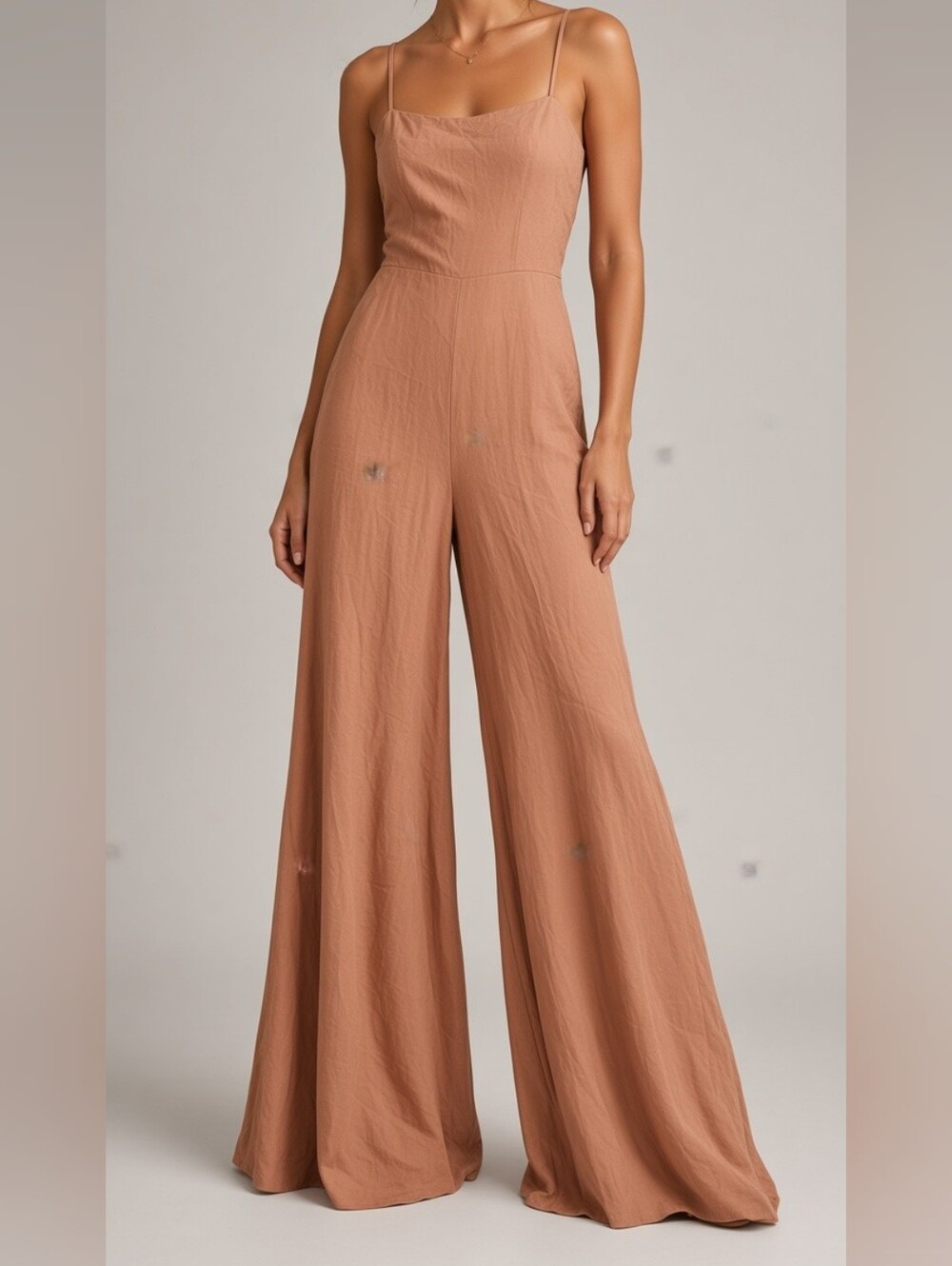 Forever 21 Dusty Peach Wide-Leg Spaghetti Strap Jumpsuit